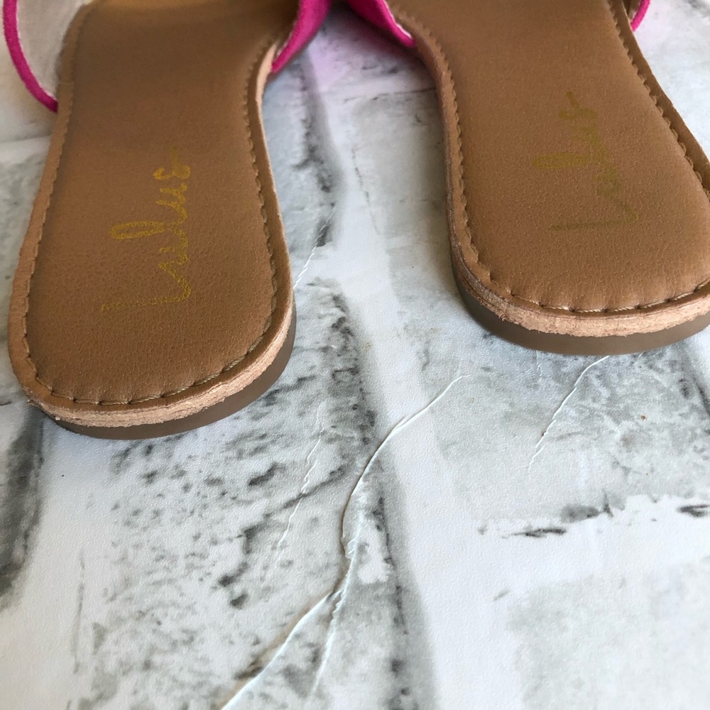 Lulus fuchsia slide sandals Sz 5.5 - Picture 3 of 5
